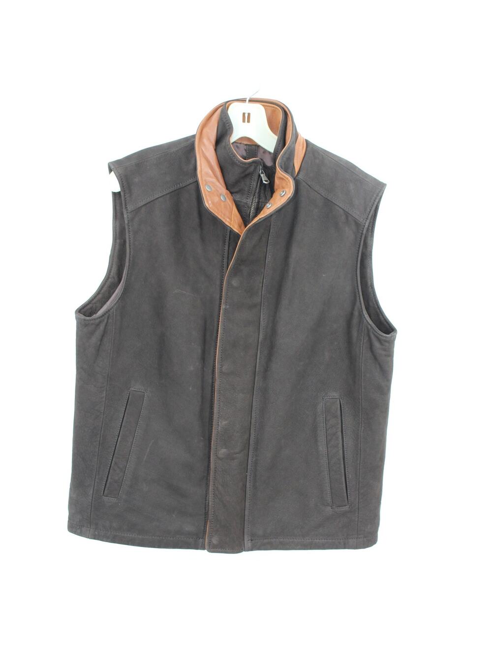 Daniel Cremieux Men's Vest Brown Leather Suede Full Zip M NEW